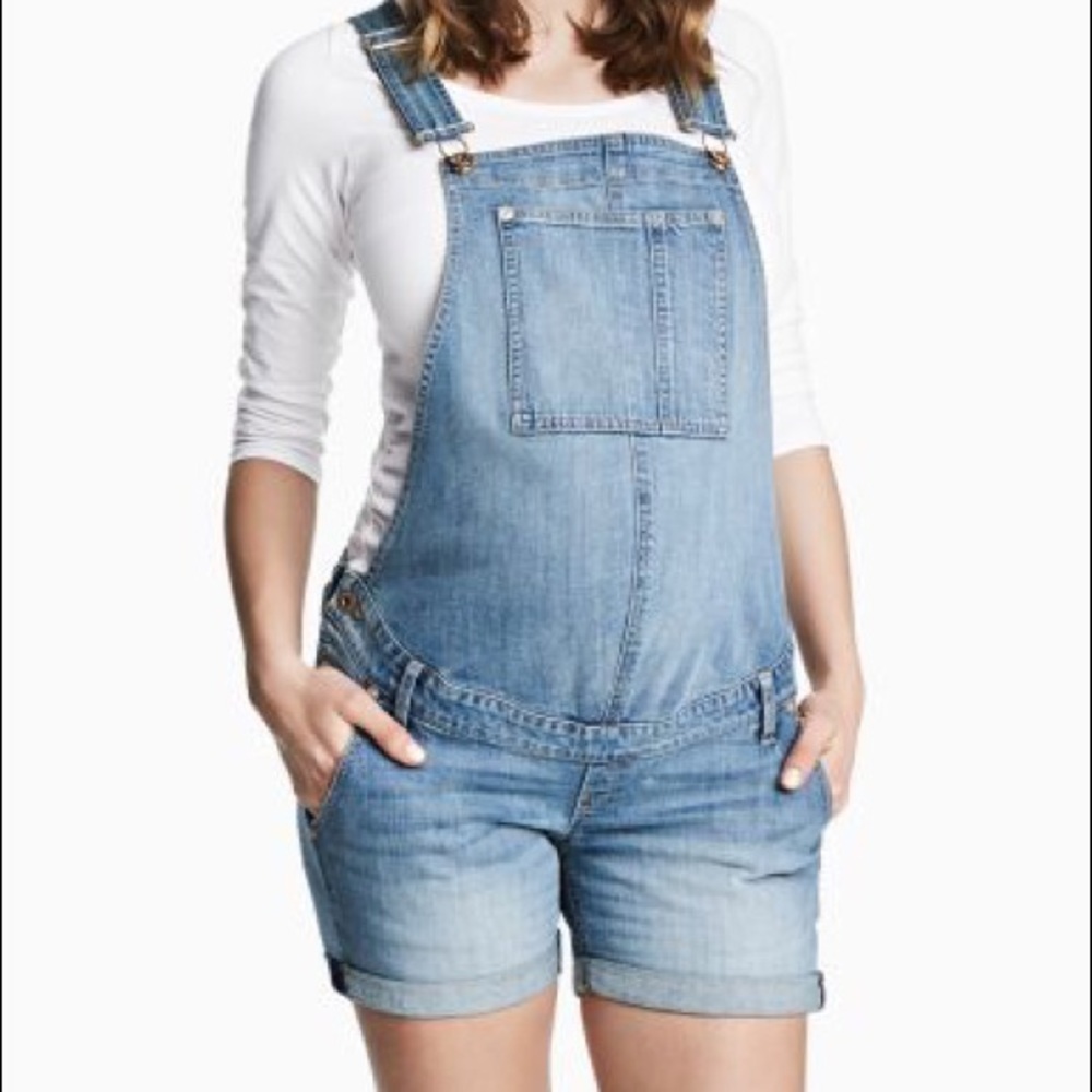 H&M maternity denim short overalls
